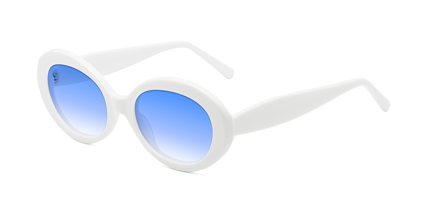 Angle of Fair in White with Blue Gradient Lenses
