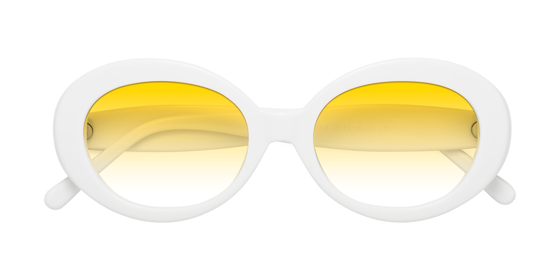 Folded Front of Fair in White with Yellow Gradient Lenses