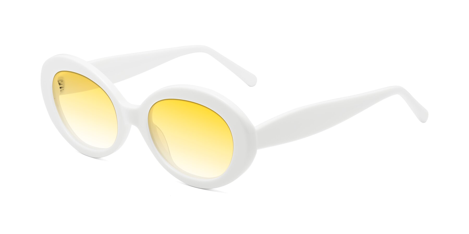 Angle of Fair in White with Yellow Gradient Lenses