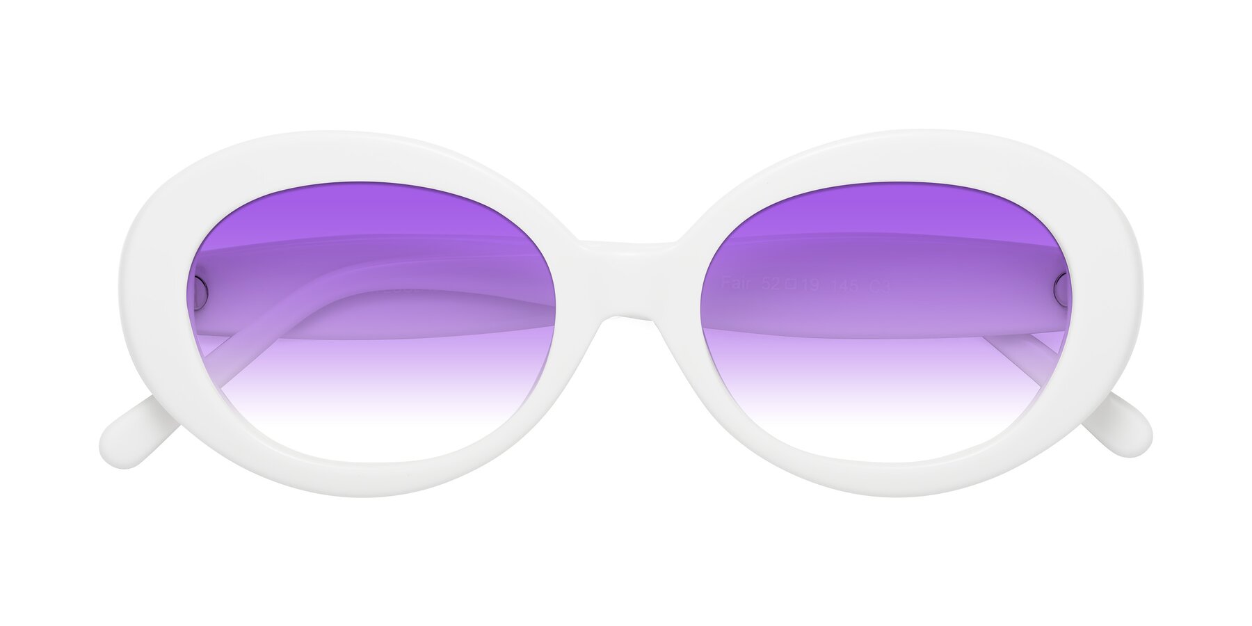 Folded Front of Fair in White with Purple Gradient Lenses