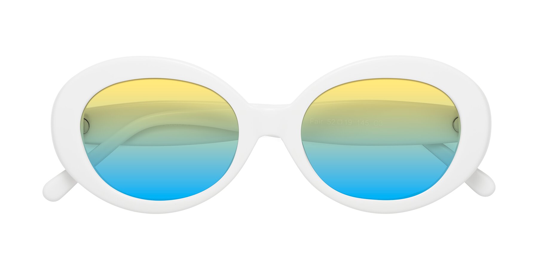 Folded Front of Fair in White with Yellow / Blue Gradient Lenses