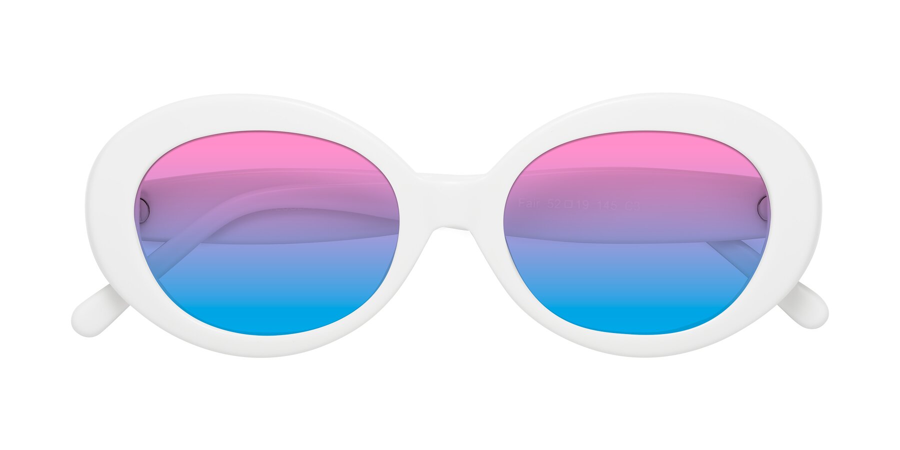 Folded Front of Fair in White with Pink / Blue Gradient Lenses