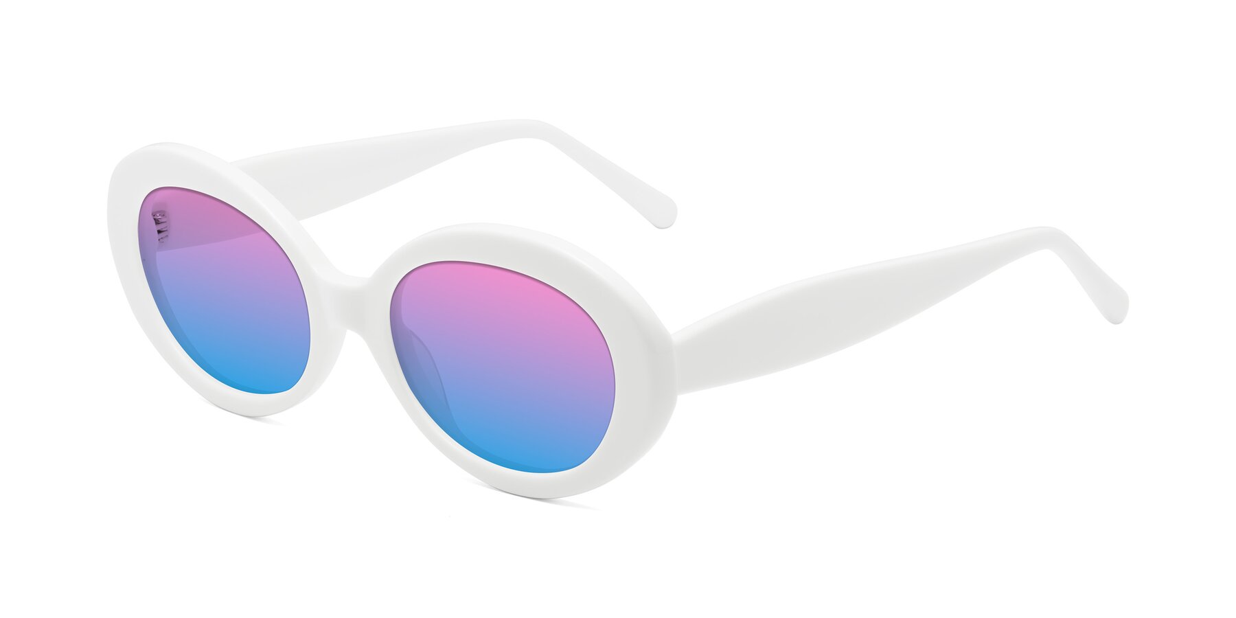 Angle of Fair in White with Pink / Blue Gradient Lenses