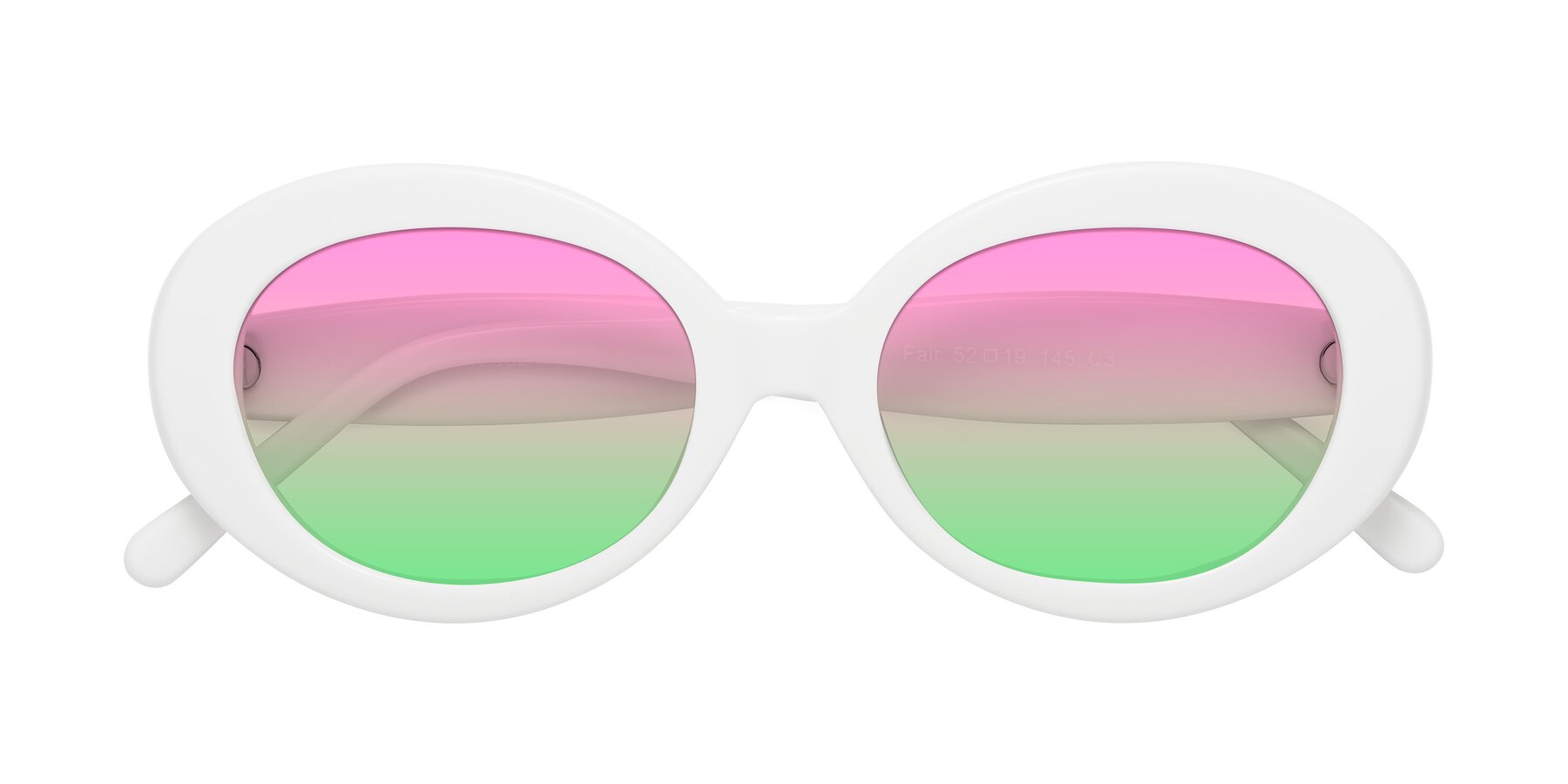 Folded Front of Fair in White with Pink / Green Gradient Lenses