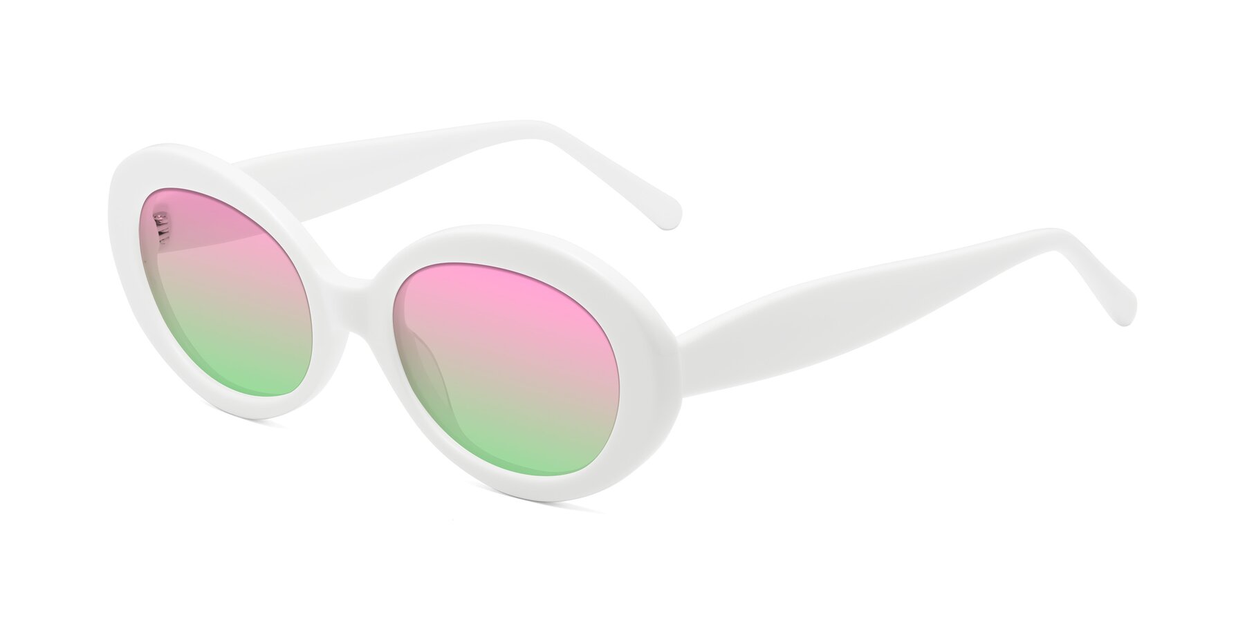 Angle of Fair in White with Pink / Green Gradient Lenses