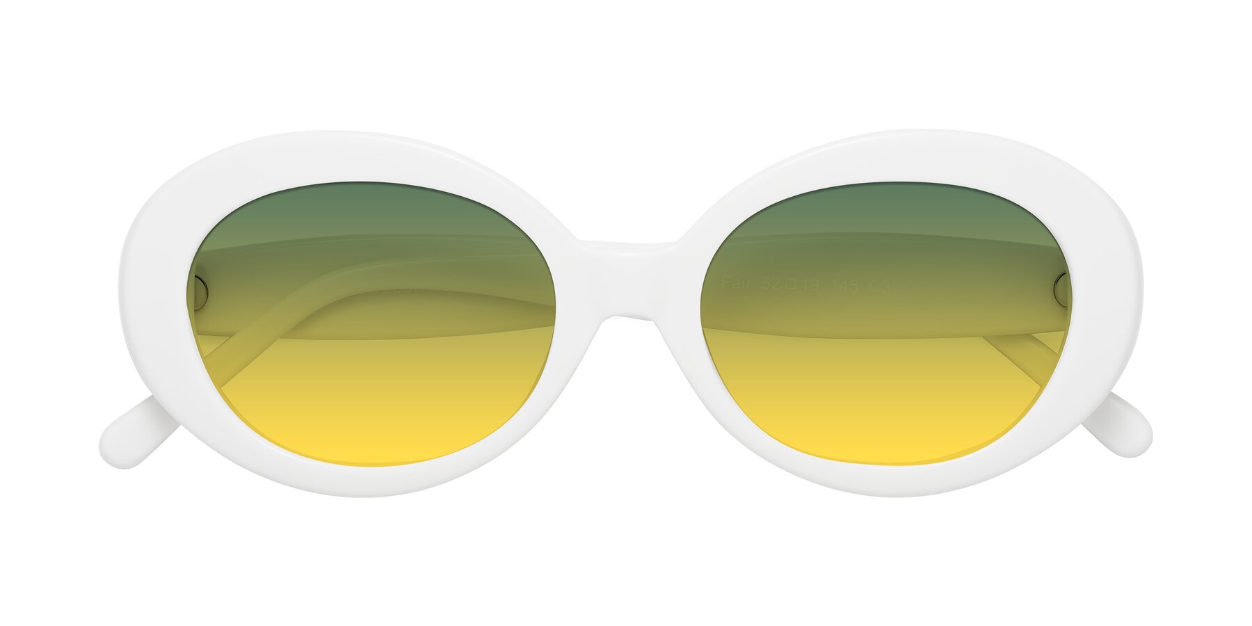Folded Front of Fair in White with Green / Yellow Gradient Lenses