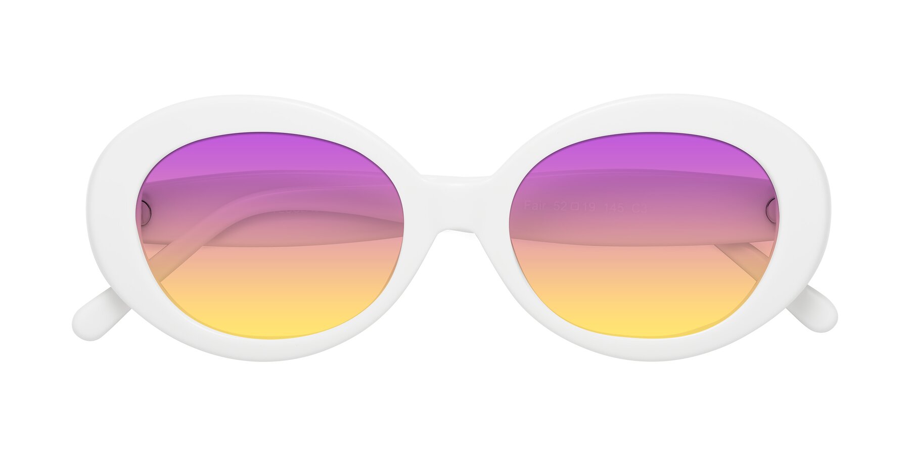 Folded Front of Fair in White with Purple / Yellow Gradient Lenses