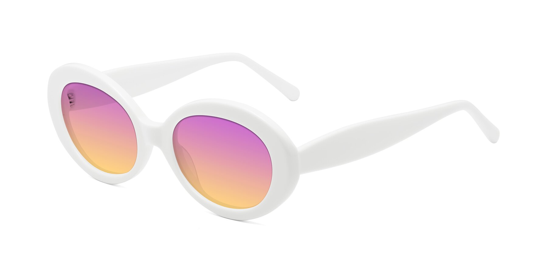 Angle of Fair in White with Purple / Yellow Gradient Lenses