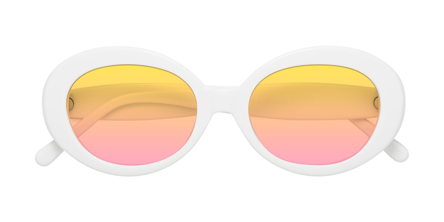 Folded Front of Fair in White with Yellow / Pink Gradient Lenses