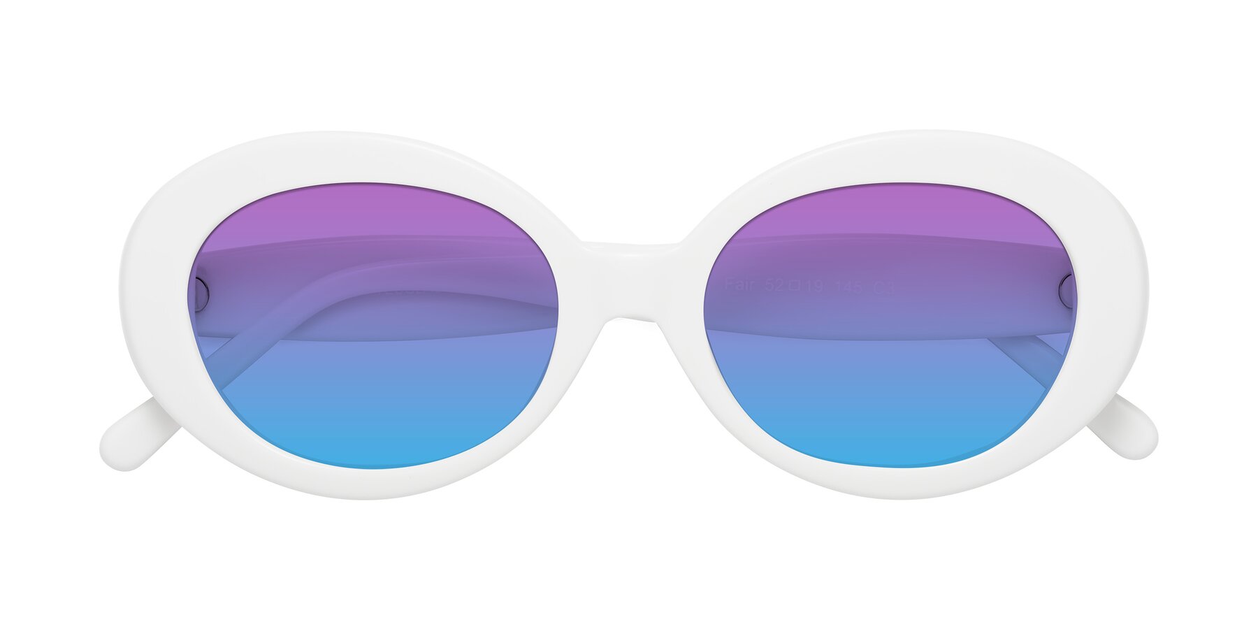 Folded Front of Fair in White with Purple / Blue Gradient Lenses