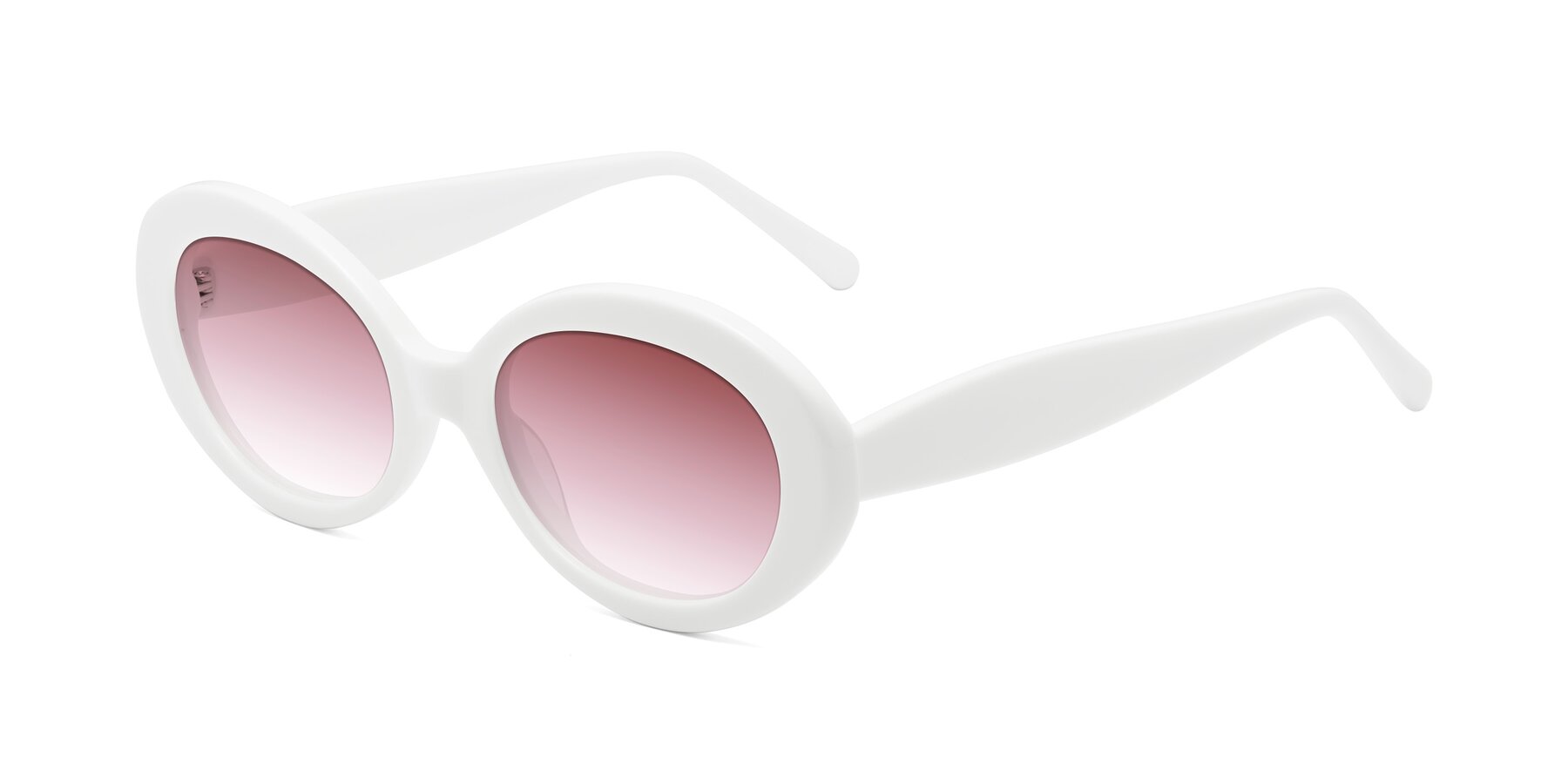 Angle of Fair in White with Garnet Gradient Lenses