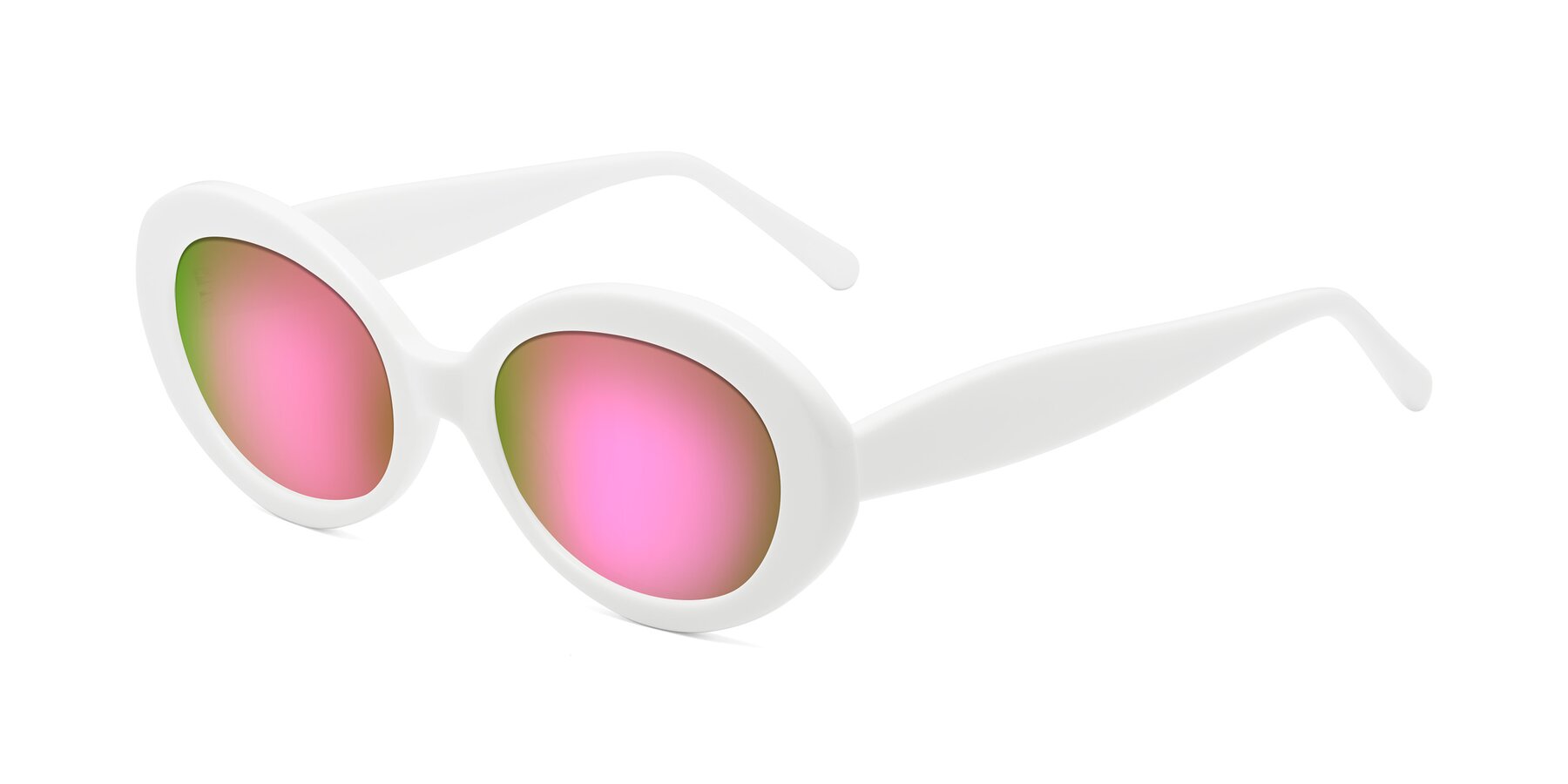 Angle of Fair in White with Pink Mirrored Lenses