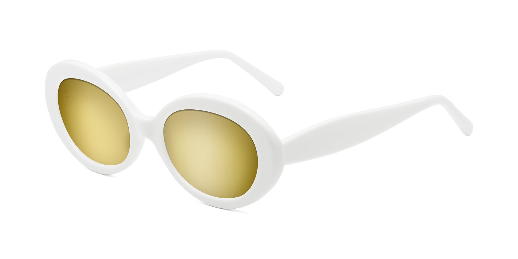 Angle of Fair in White with Gold Mirrored Lenses