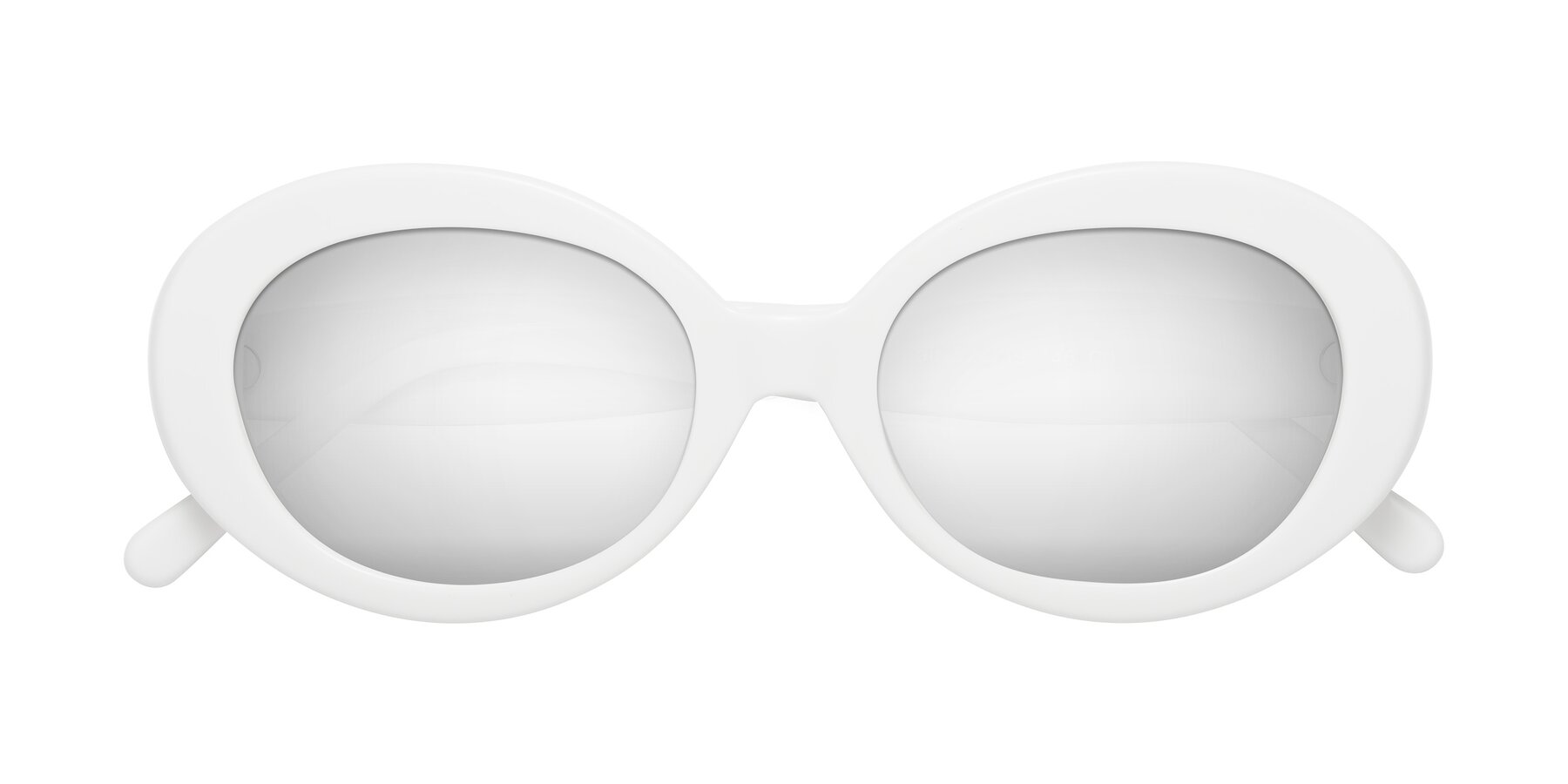 Folded Front of Fair in White with Silver Mirrored Lenses