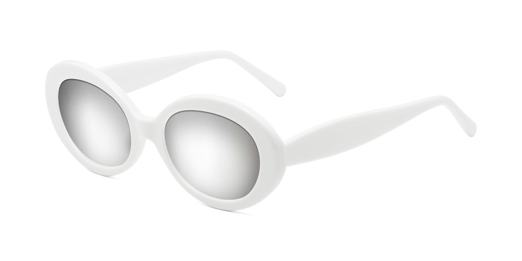 Angle of Fair in White with Silver Mirrored Lenses