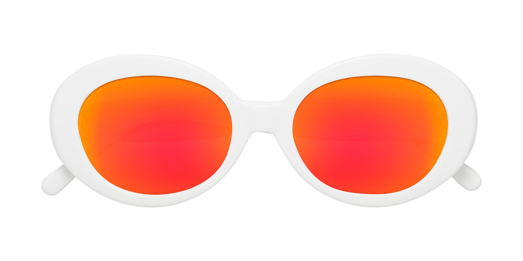 Folded Front of Fair in White with Red Gold Mirrored Lenses