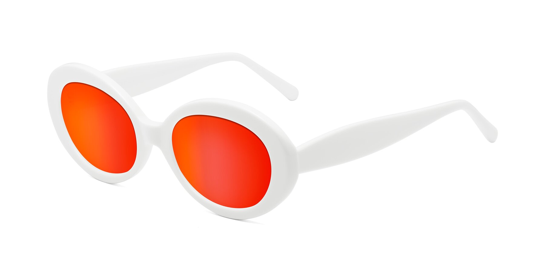 Angle of Fair in White with Red Gold Mirrored Lenses