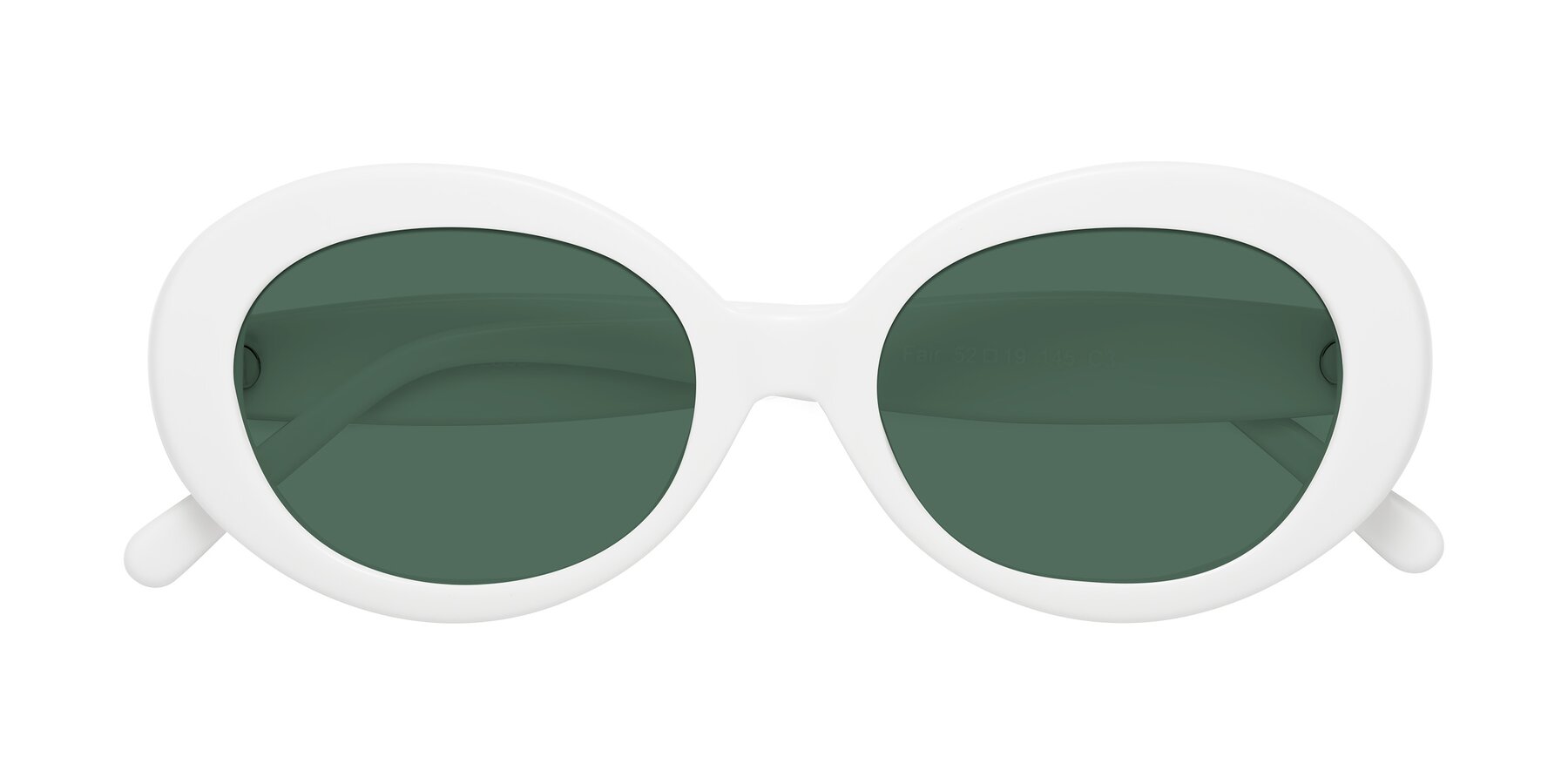 Folded Front of Fair in White with Green Polarized Lenses