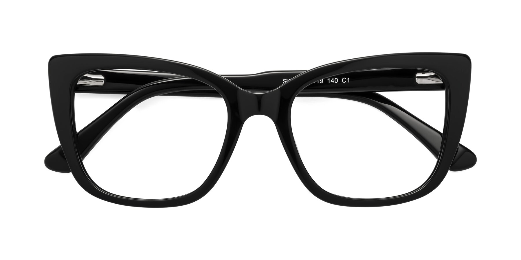 Folded Front of Sites in Black with Clear Eyeglass Lenses