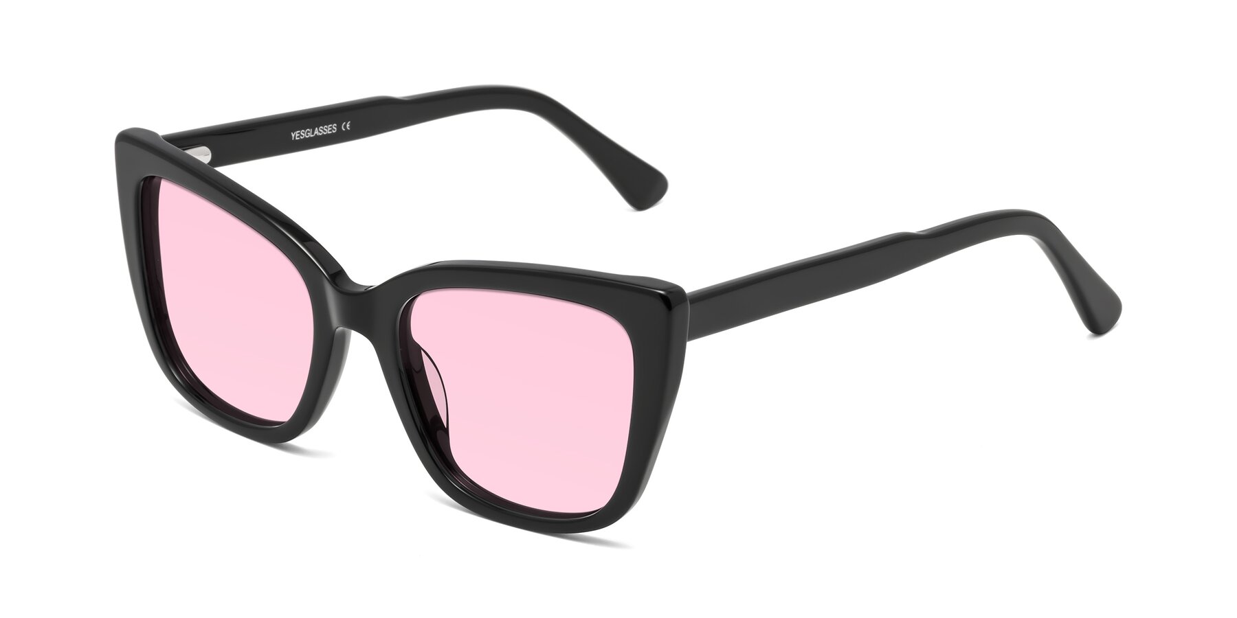 Angle of Sites in Black with Light Pink Tinted Lenses