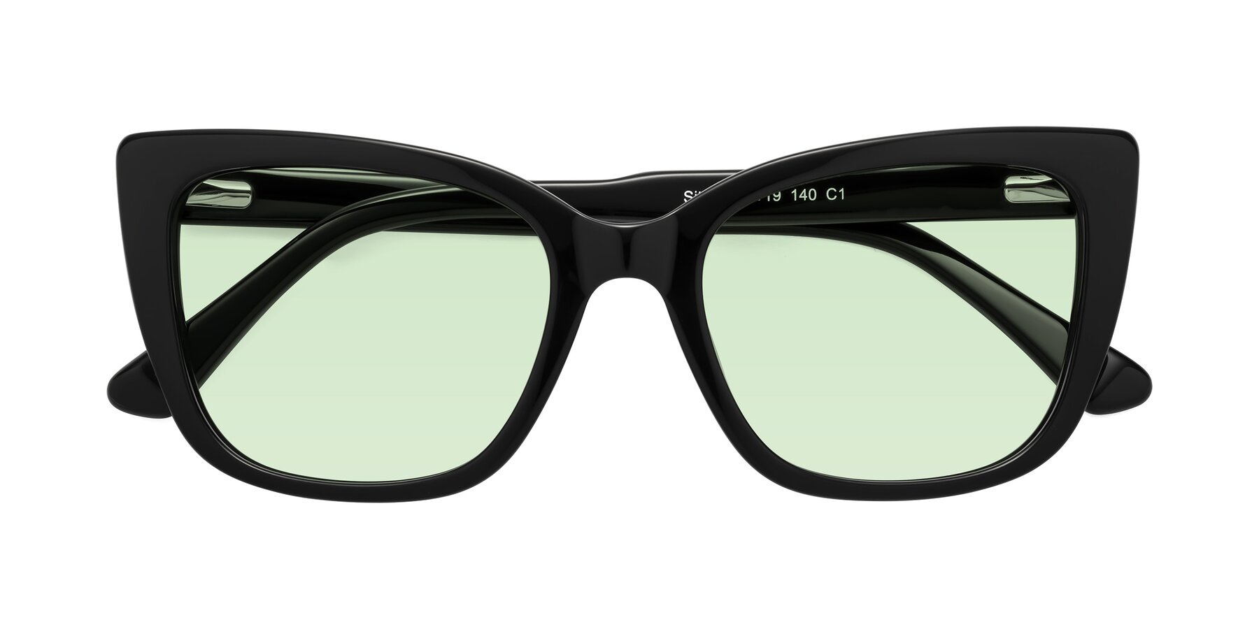 Folded Front of Sites in Black with Light Green Tinted Lenses