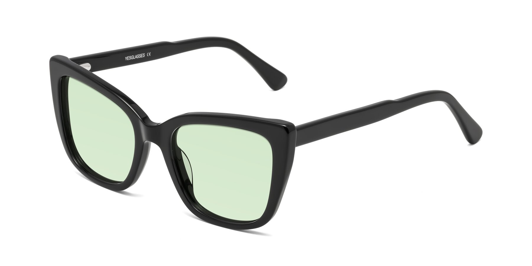 Angle of Sites in Black with Light Green Tinted Lenses