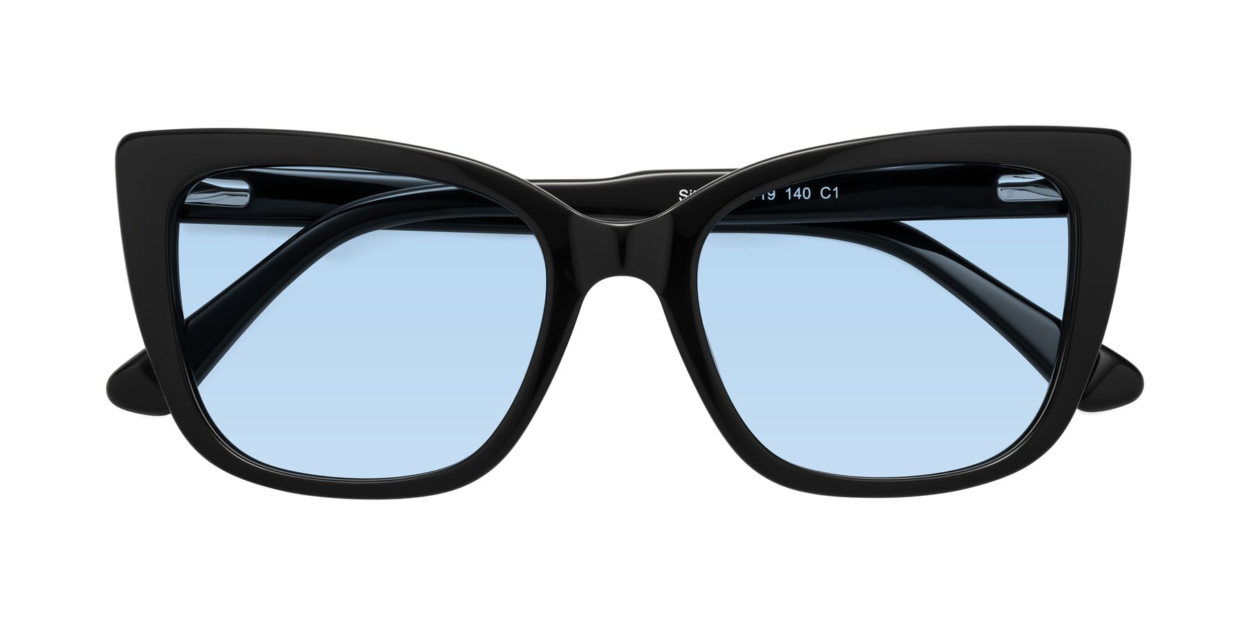 Folded Front of Sites in Black with Light Blue Tinted Lenses