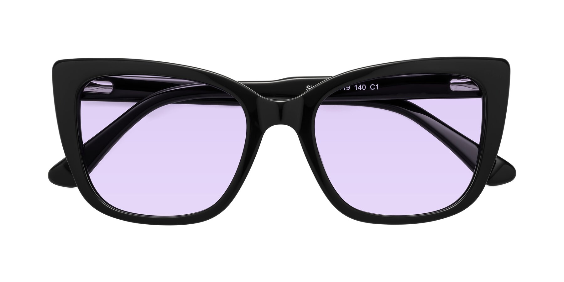 Folded Front of Sites in Black with Light Purple Tinted Lenses