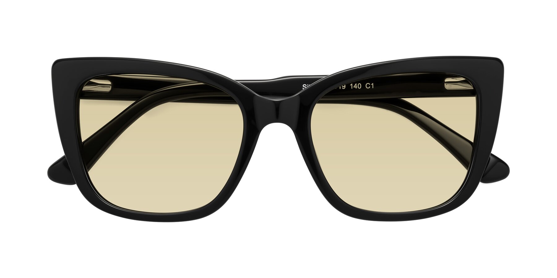 Folded Front of Sites in Black with Light Champagne Tinted Lenses