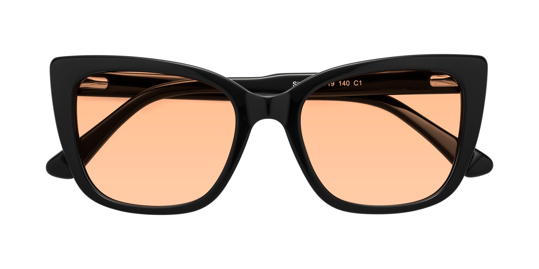 Folded Front of Sites in Black with Light Orange Tinted Lenses