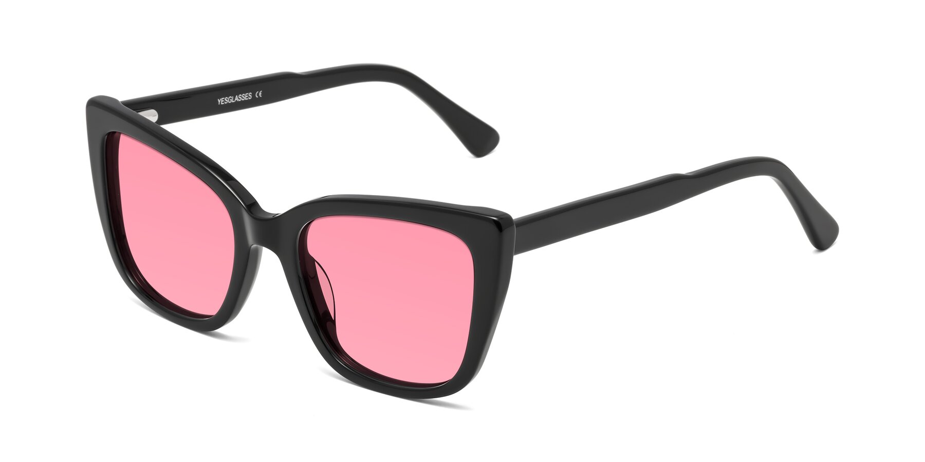 Angle of Sites in Black with Pink Tinted Lenses