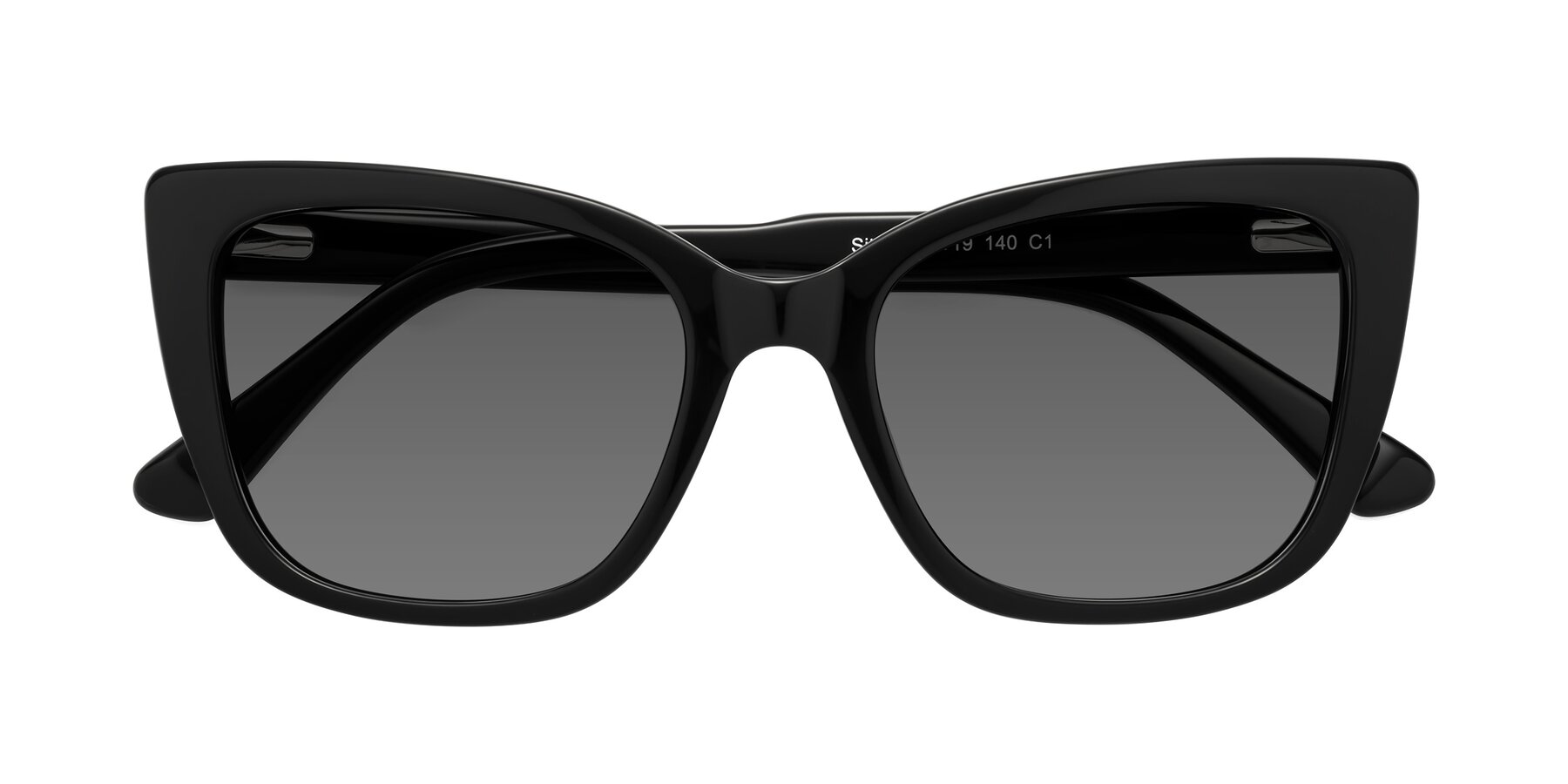 Folded Front of Sites in Black with Medium Gray Tinted Lenses