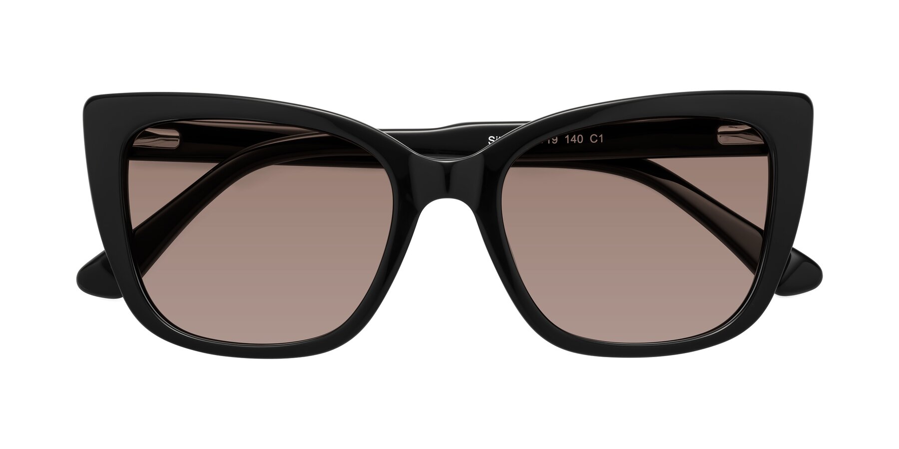 Folded Front of Sites in Black with Medium Brown Tinted Lenses