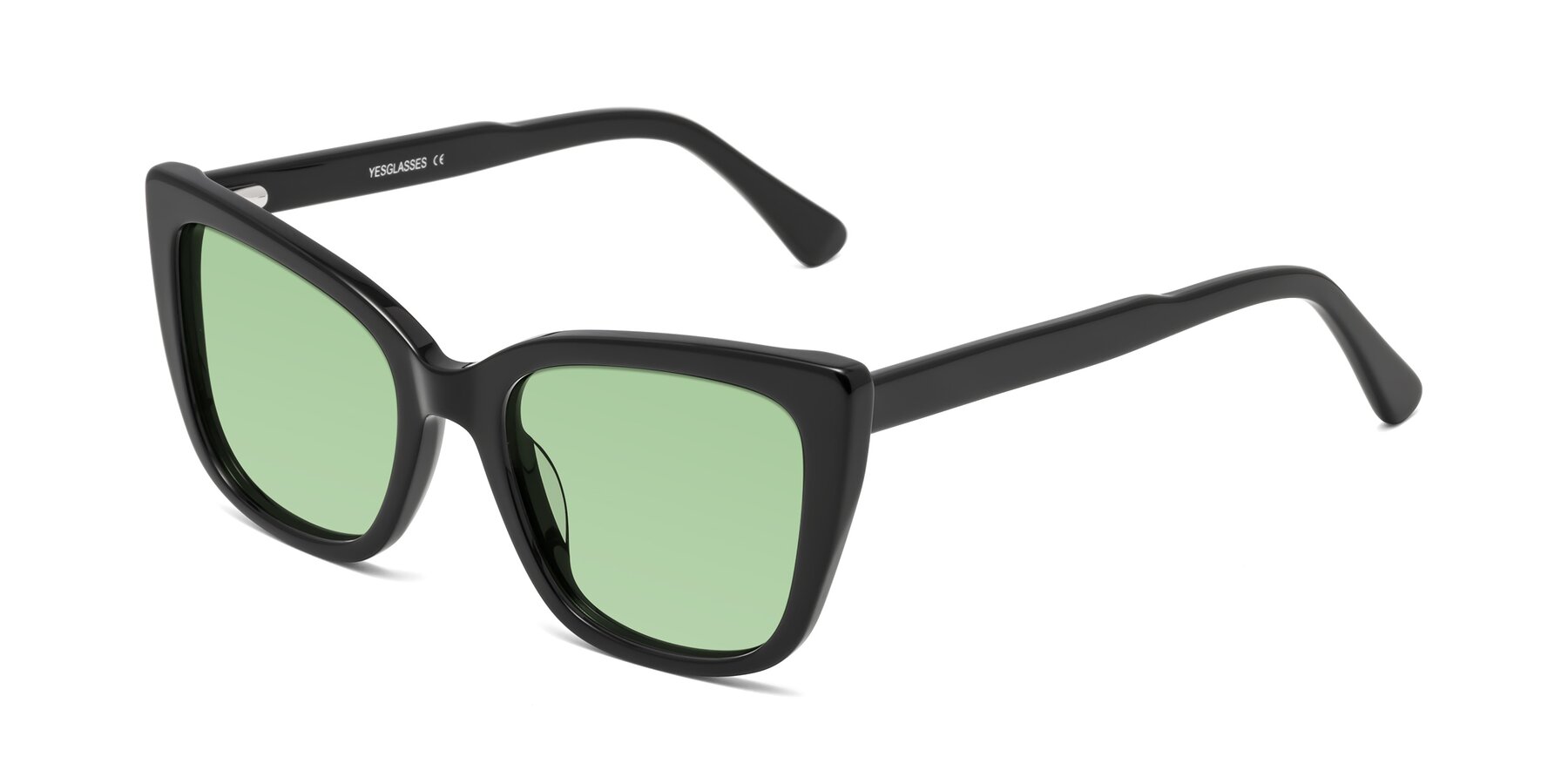 Angle of Sites in Black with Medium Green Tinted Lenses