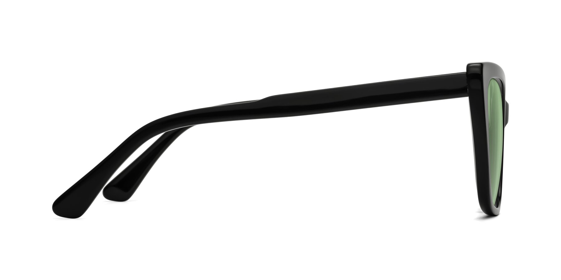 Side of Sites in Black with Medium Green Tinted Lenses