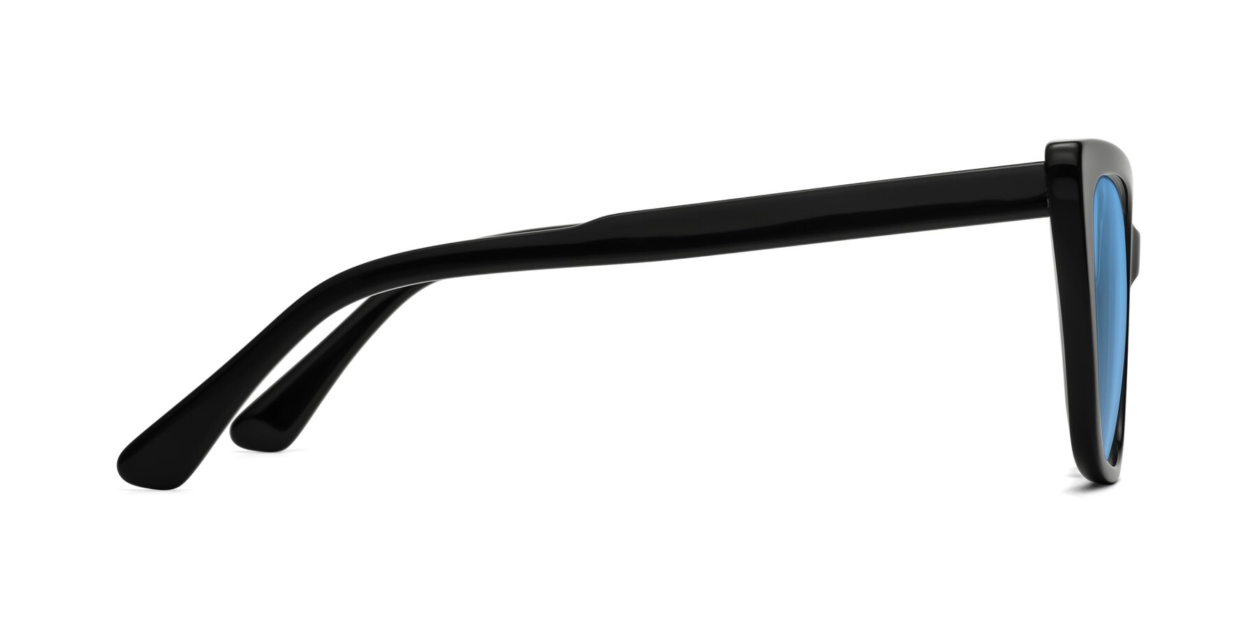 Side of Sites in Black with Medium Blue Tinted Lenses