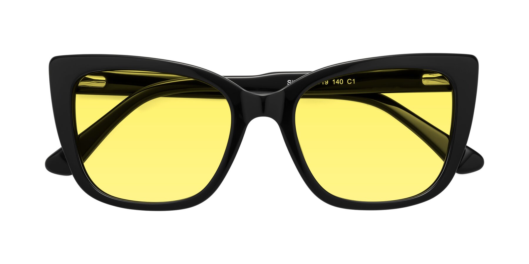 Folded Front of Sites in Black with Medium Yellow Tinted Lenses