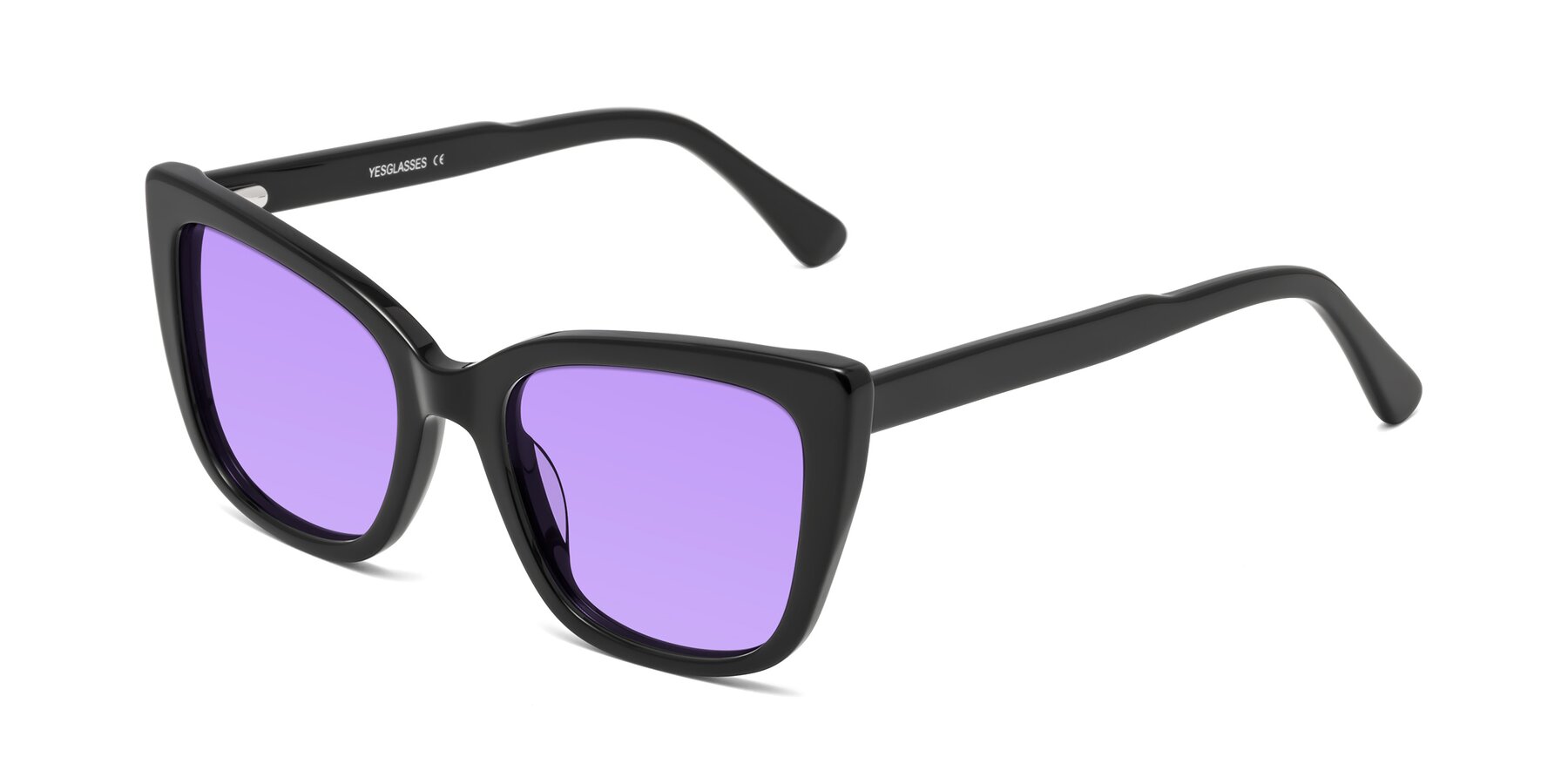 Angle of Sites in Black with Medium Purple Tinted Lenses