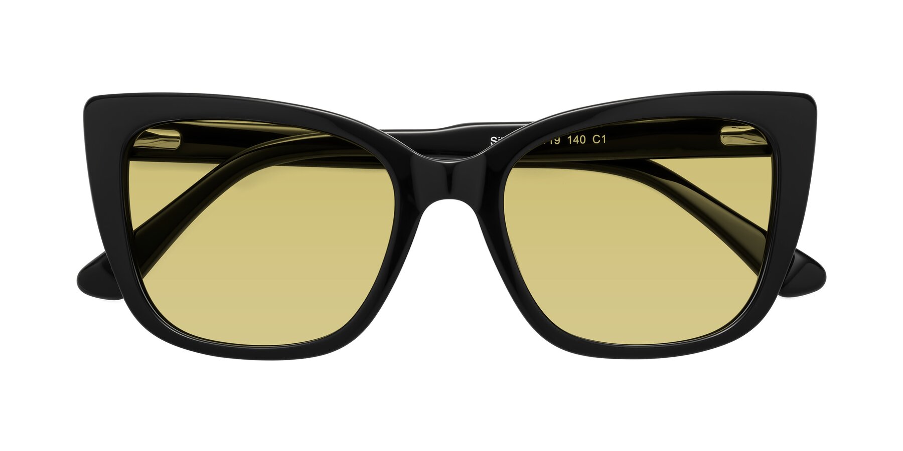 Folded Front of Sites in Black with Medium Champagne Tinted Lenses