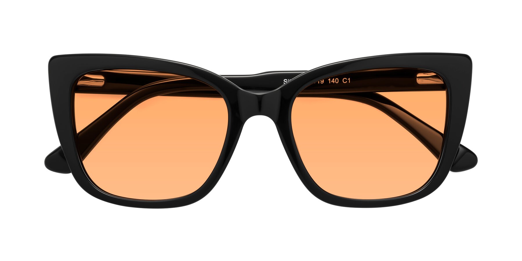 Folded Front of Sites in Black with Medium Orange Tinted Lenses