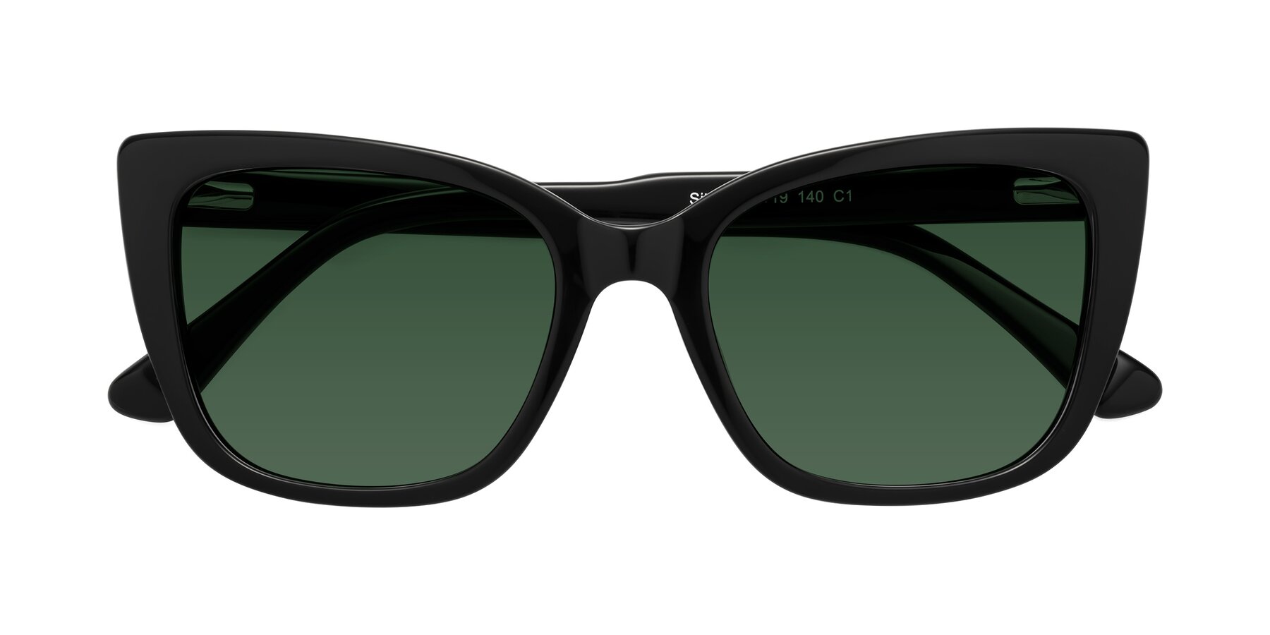 Folded Front of Sites in Black with Green Tinted Lenses