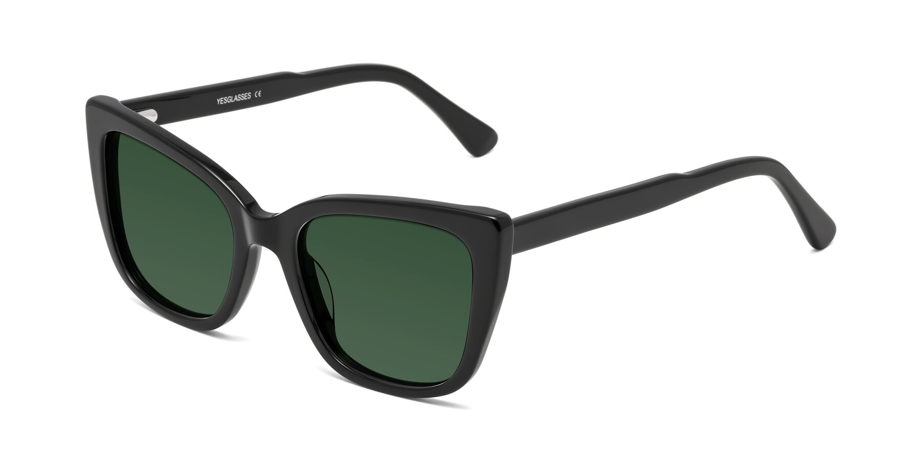 Angle of Sites in Black with Green Tinted Lenses