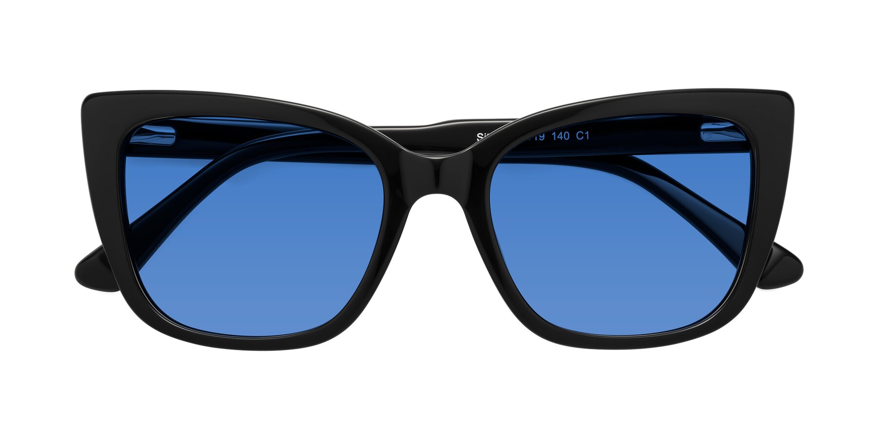 Folded Front of Sites in Black with Blue Tinted Lenses