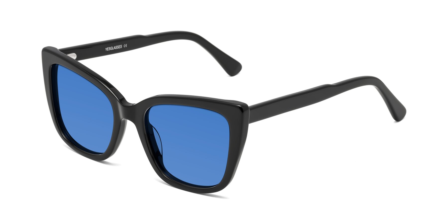 Angle of Sites in Black with Blue Tinted Lenses