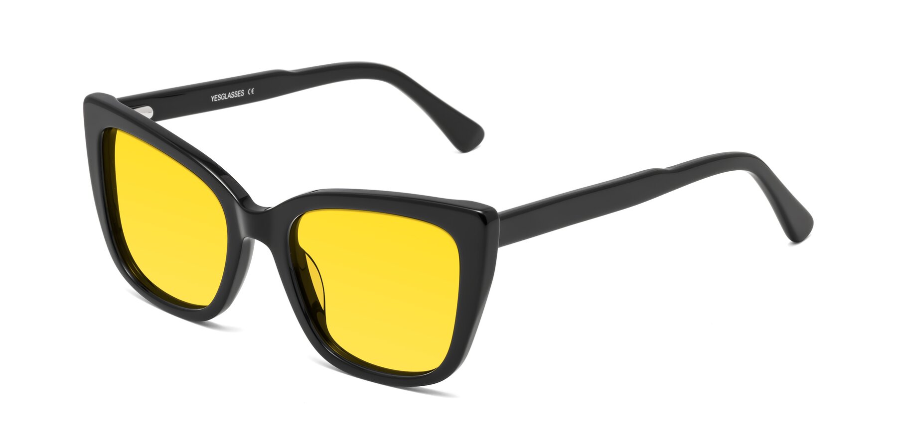 Angle of Sites in Black with Yellow Tinted Lenses