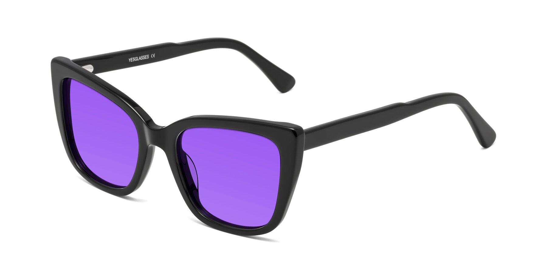 Angle of Sites in Black with Purple Tinted Lenses