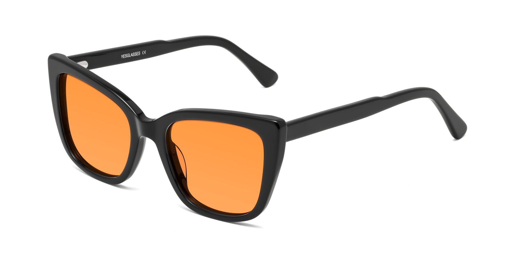 Angle of Sites in Black with Orange Tinted Lenses