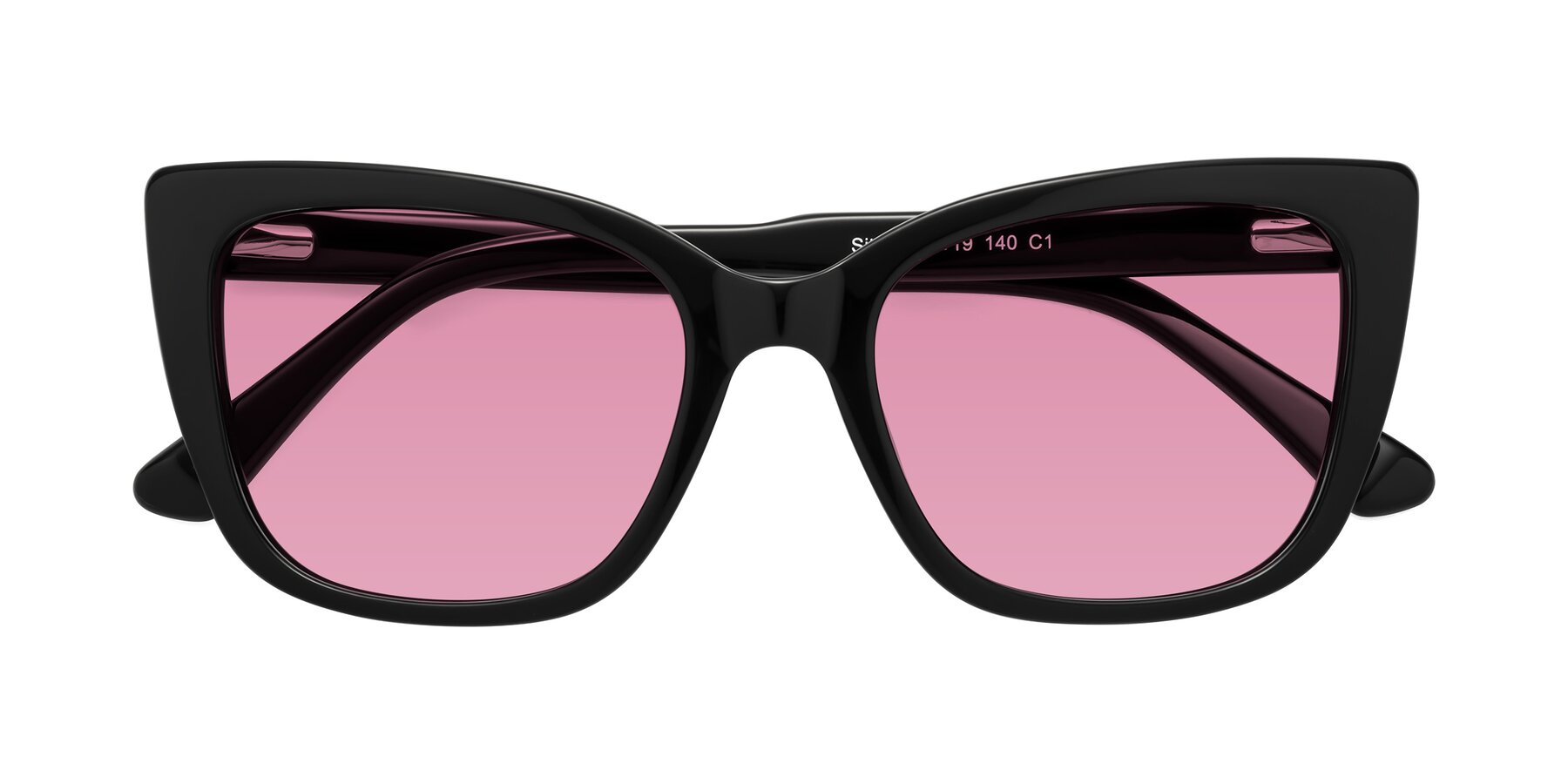 Folded Front of Sites in Black with Medium Wine Tinted Lenses