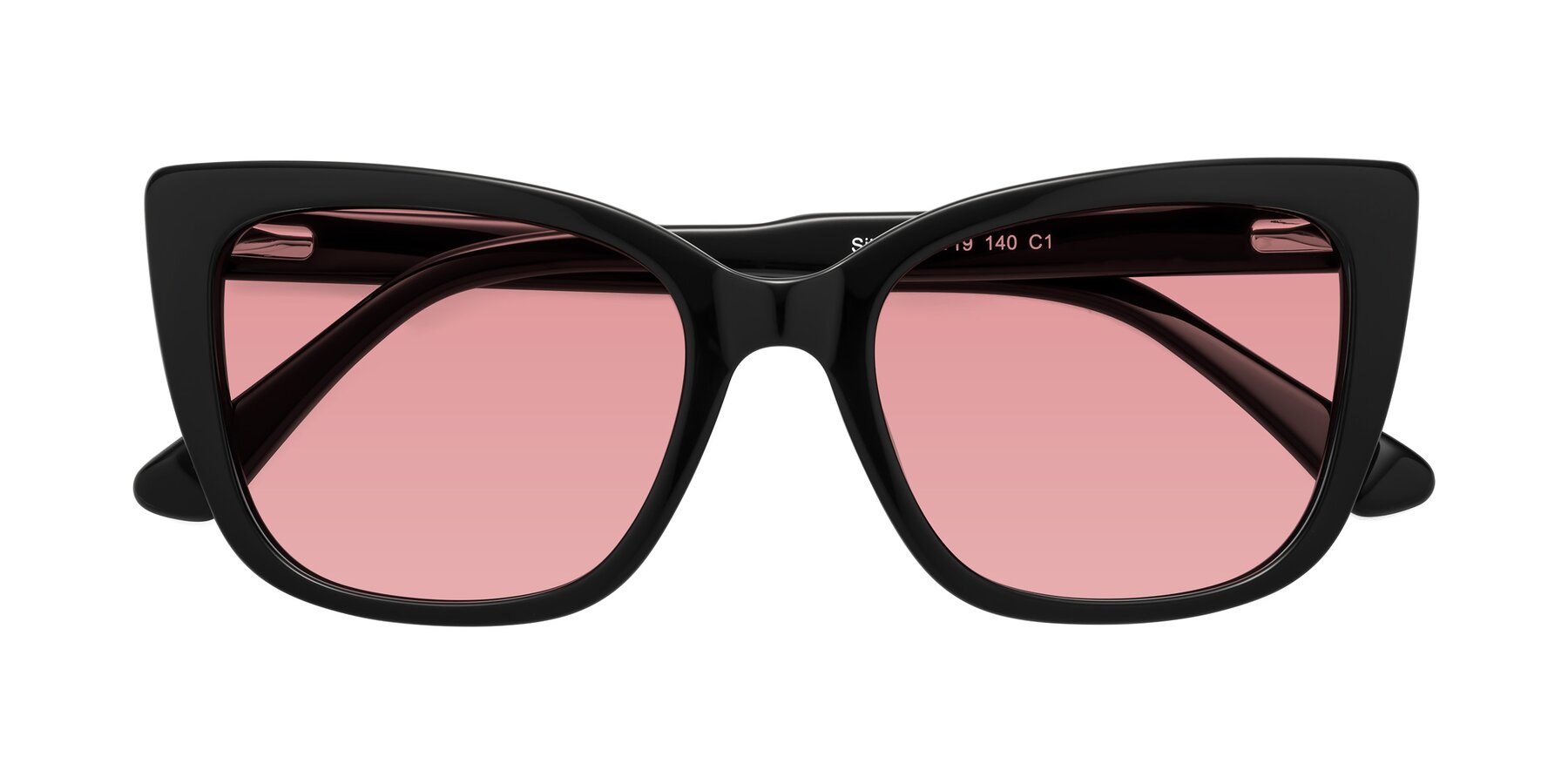 Folded Front of Sites in Black with Medium Garnet Tinted Lenses