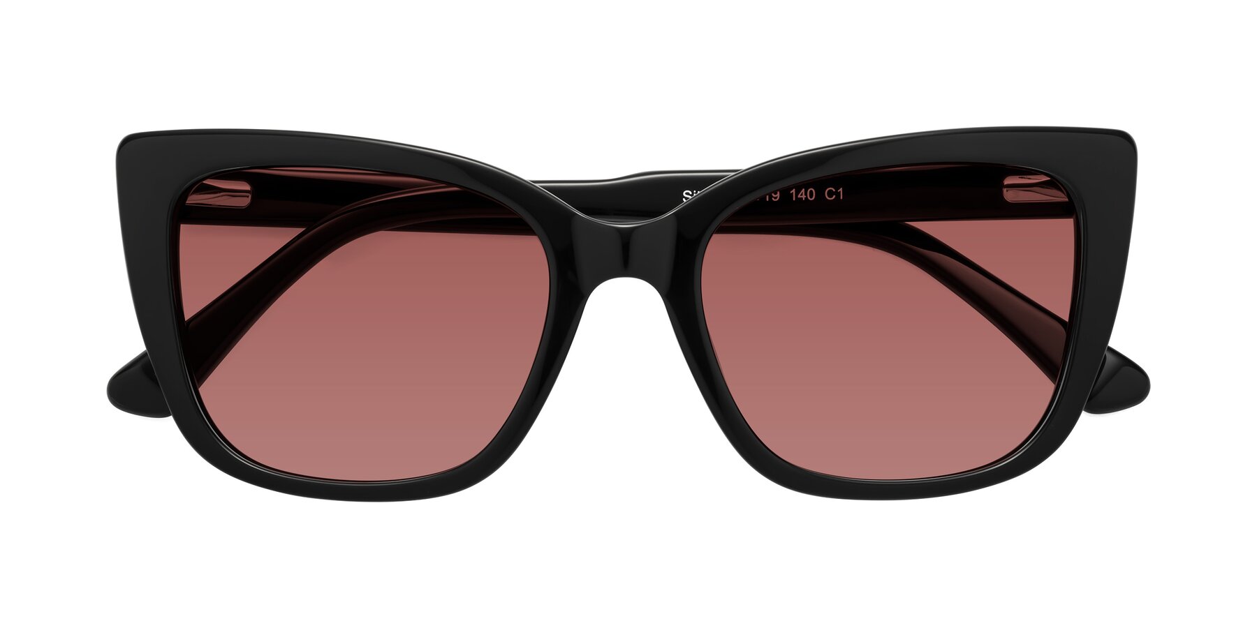 Folded Front of Sites in Black with Garnet Tinted Lenses